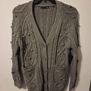 Black Tape Gray Textured Cardigan